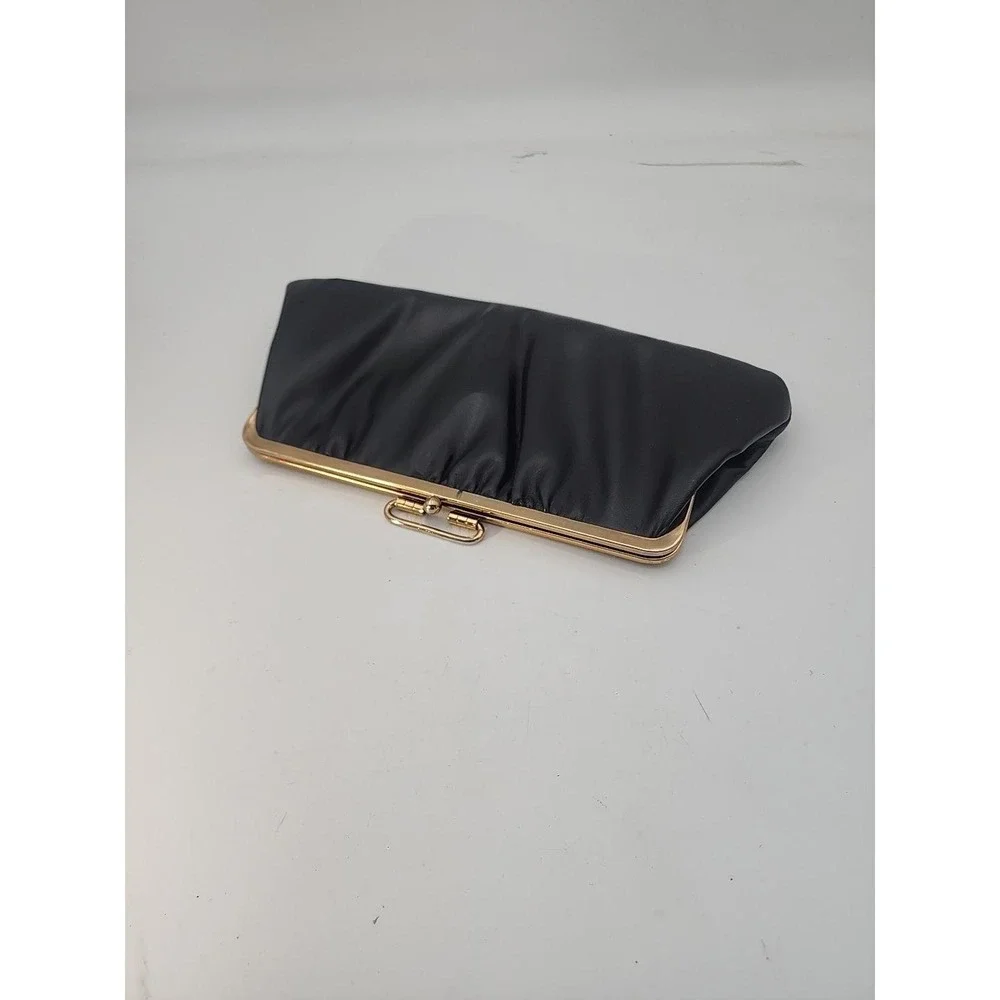 Vintage MCM Black Leather Clutch Evening Cocktails Hinged Hand‎ Bag